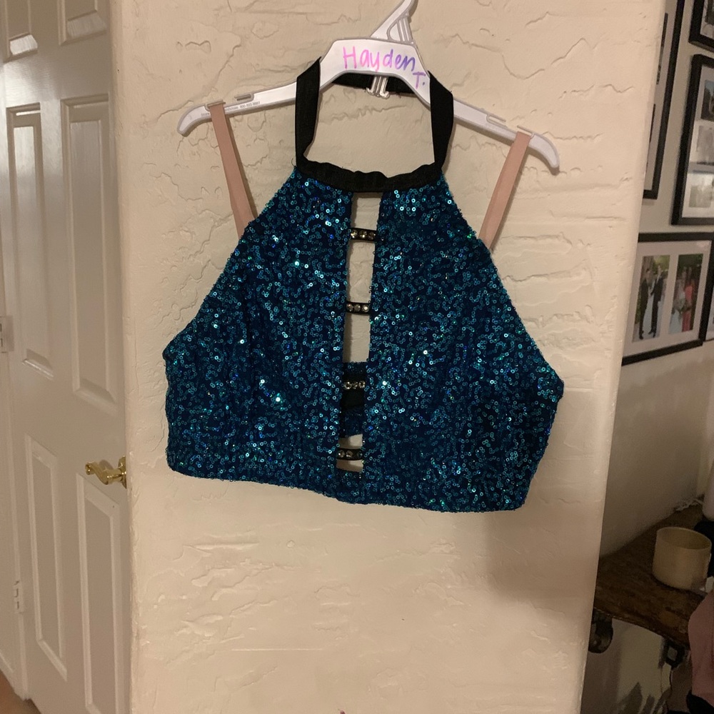 Custom made dance top with sequence and stones